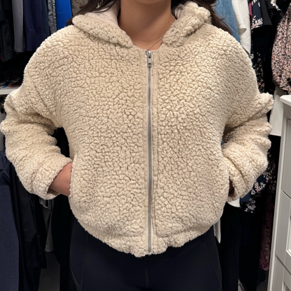 Fuzzy Cozy Cream Sherpa Jacket